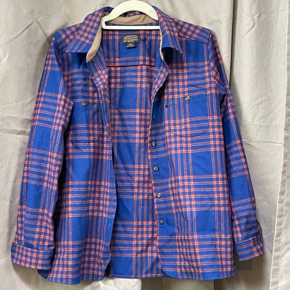 Pendleton Blue and Red Plaid Button-Down Shirt